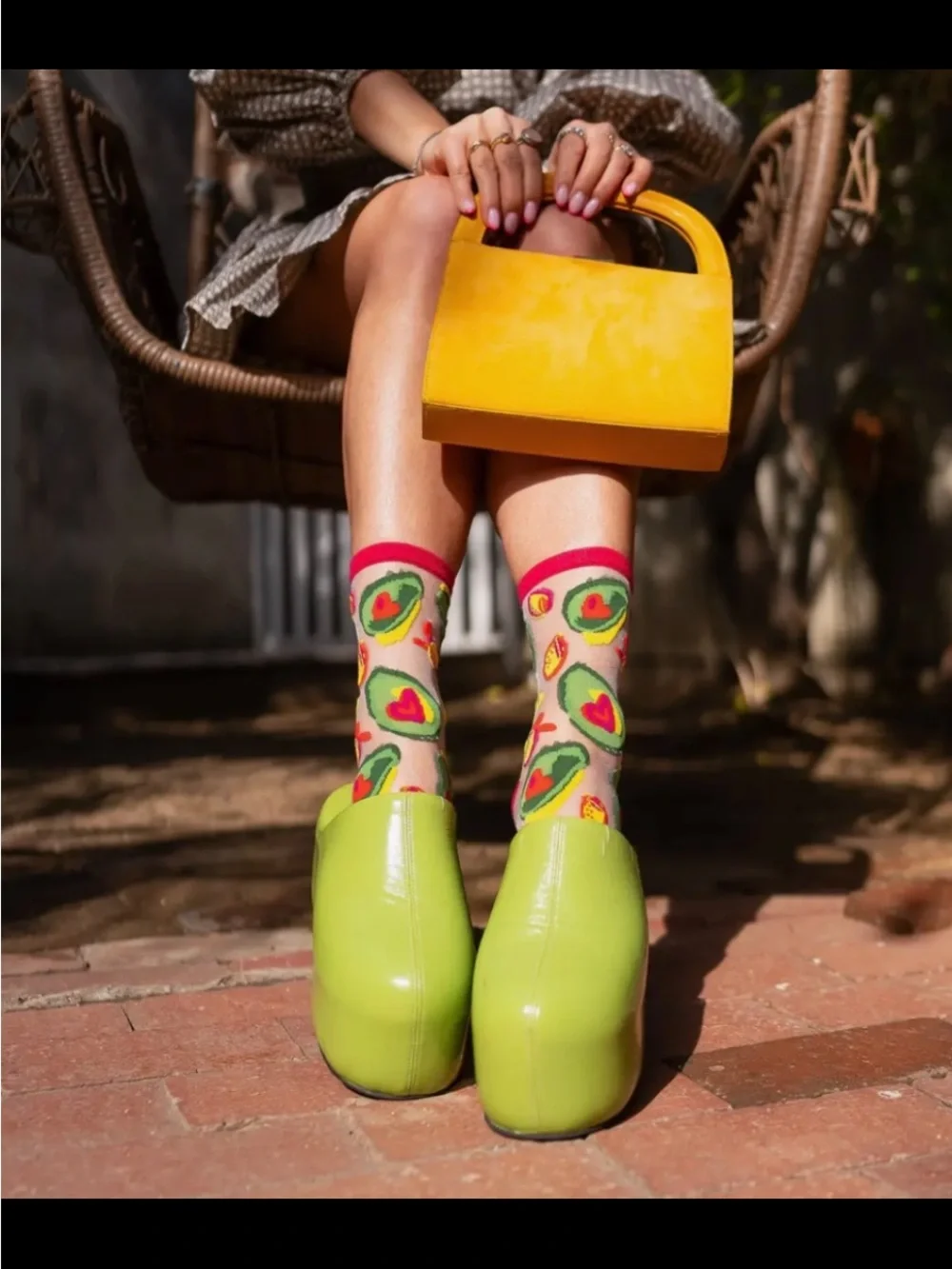 Avocado Lover Sheer Crew Print Socks. Price Firm.